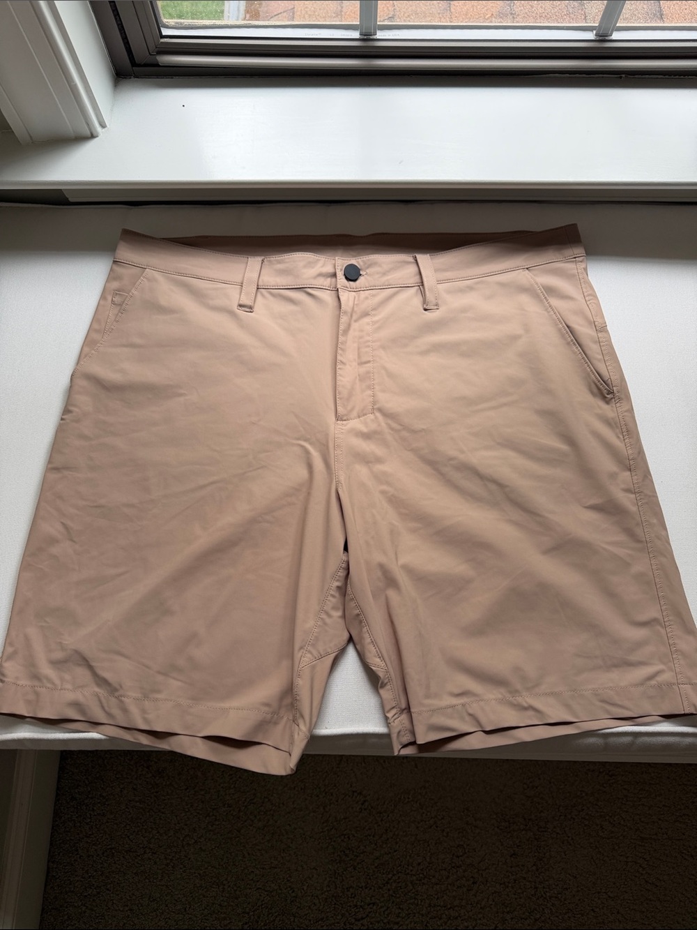 Zella Men's Flat-Front Performance Shorts - Tan 38